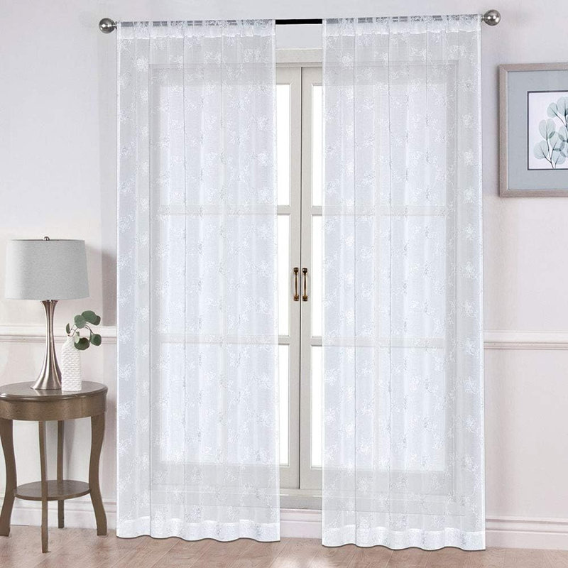 Rideaux transparents filtrant la lumière avec passe-tringle Claire (ensemble de 2), Blanc, L 52 po x H 84 po (ensemble de 2)