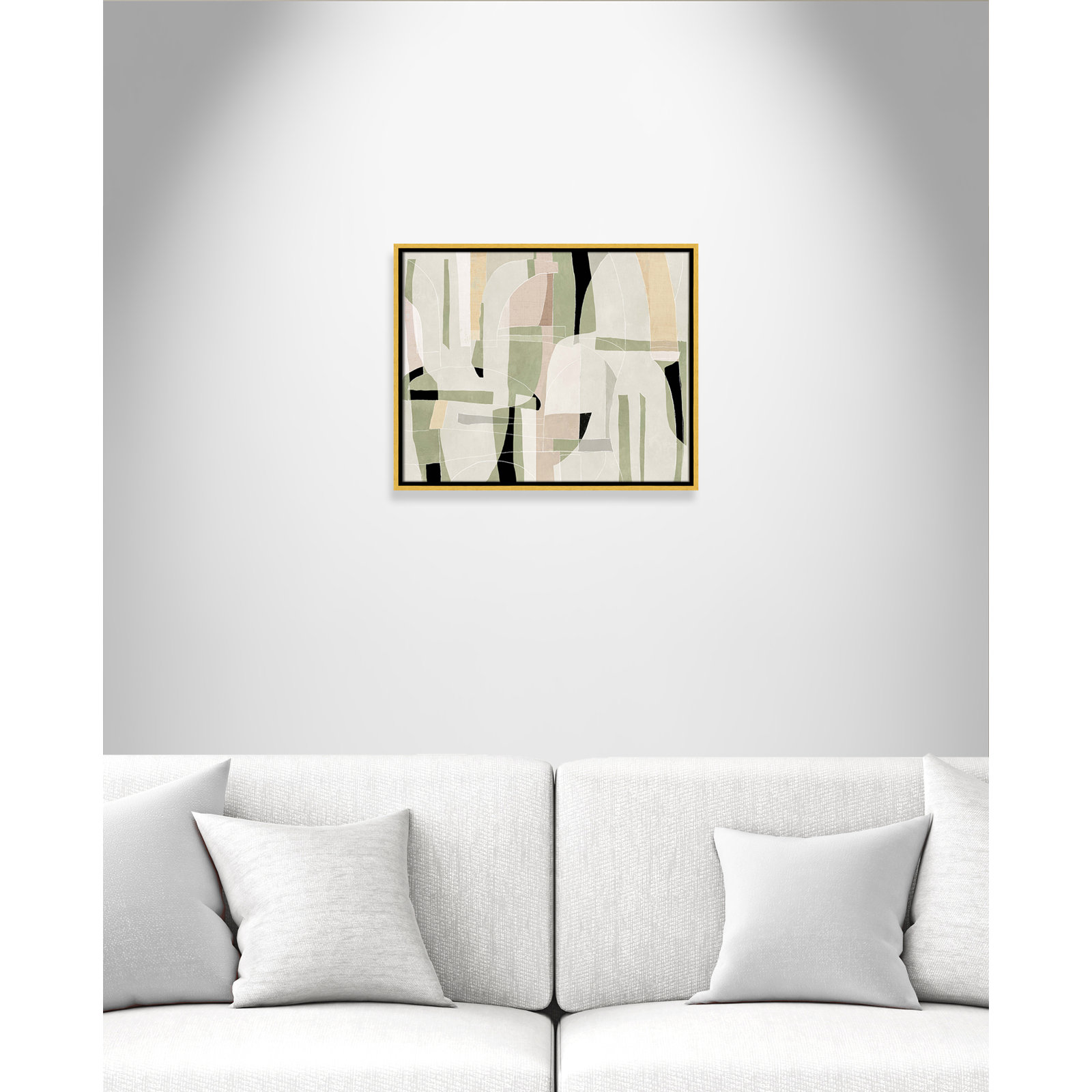 Sunny Barcelona - Floater Frame Canvas, 21.5" W x 17.5" H, Gold
