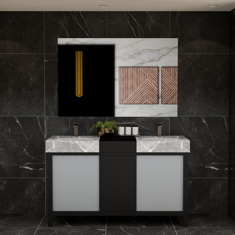Zilara 55'' Double Bathroom Vanity with Marble Top