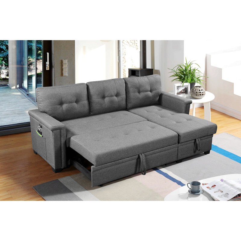 Canapé-lit modulaire réversible Latitude Run® Asian, Lin gris foncé