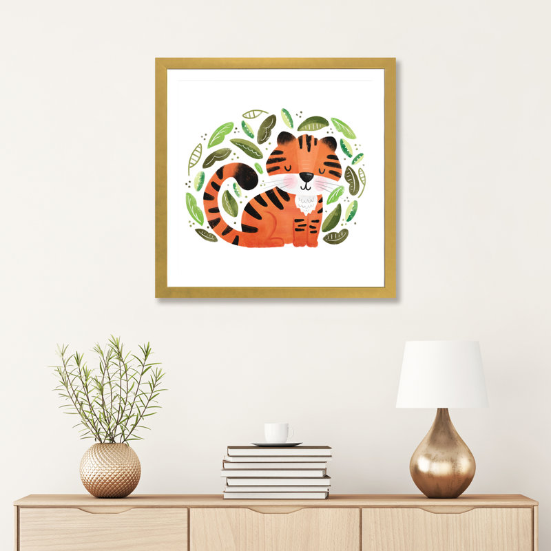 Safari Cuties Tiger - impression d'art graphique, H 24 po x l 24 po x p 1 po, Papier encadré doré