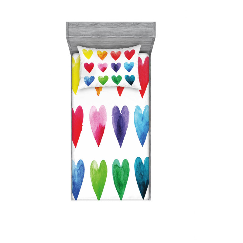 Microfiber Sheet Set, Twin Sheet Set with Fitted Sheet, Heart