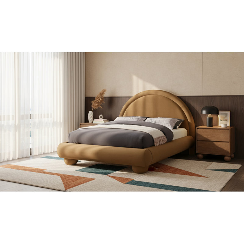 Madrid Velvet Bed, Full / Double, Saddle Velvet