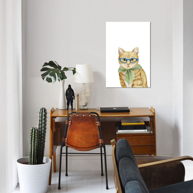 «Cool Cat IV», impression sur toile, H 12 po x l 8 po x P 0,75 po, Pas de tapis, Toile tendue