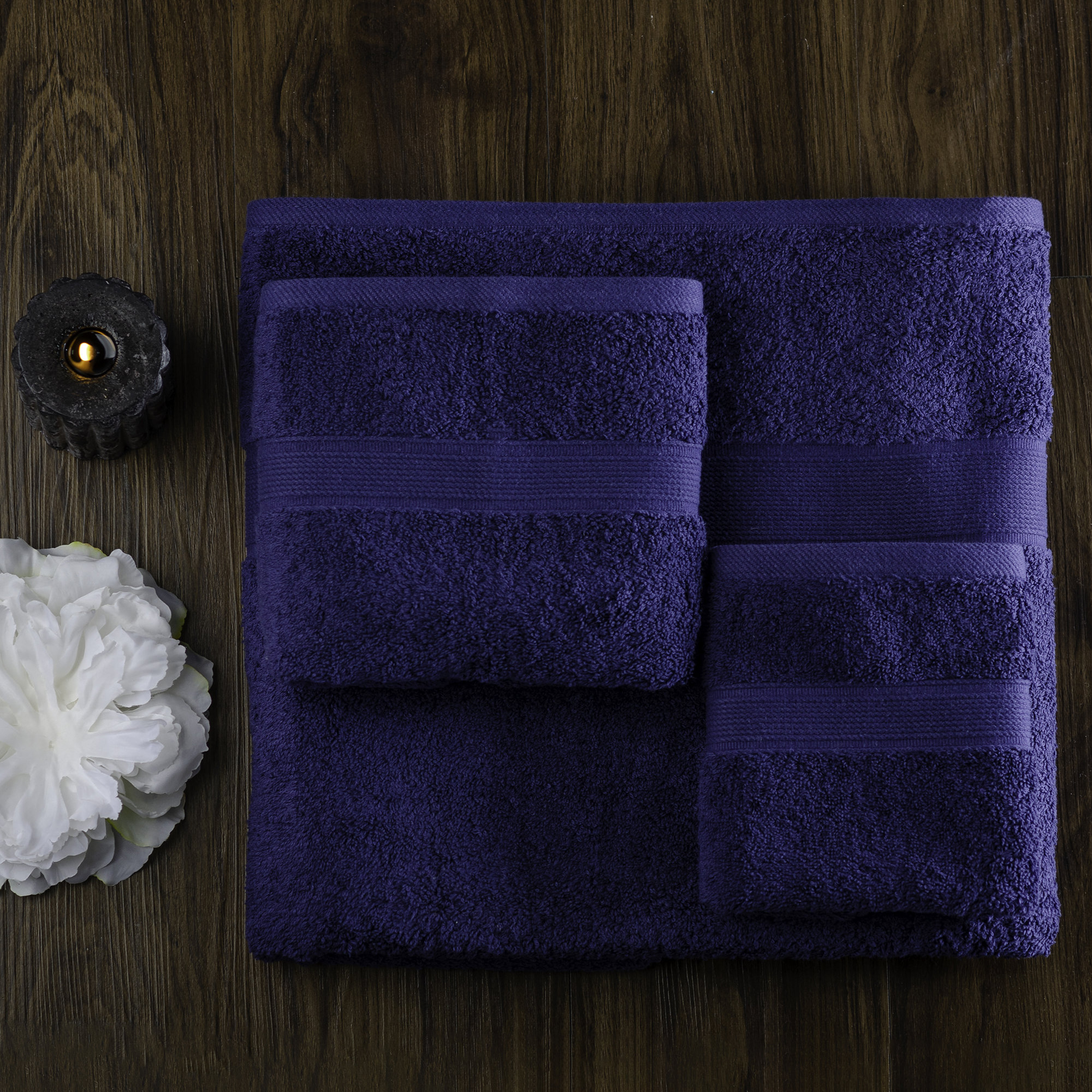 Lyndon 6 Piece 100% Cotton Towel Set, Navy Blue