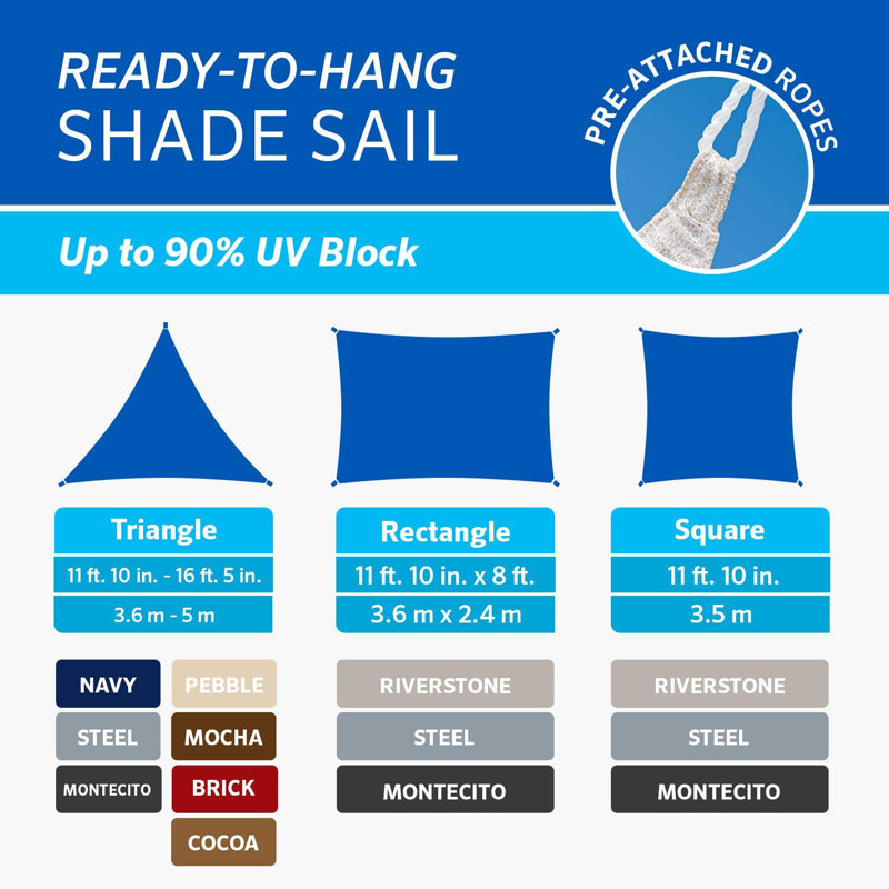 11'8" Triangle Shade Sail, Almond