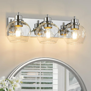 Chrome Vanity Light 3 Light Bathroom Vanity Light with Clear Glass Shade