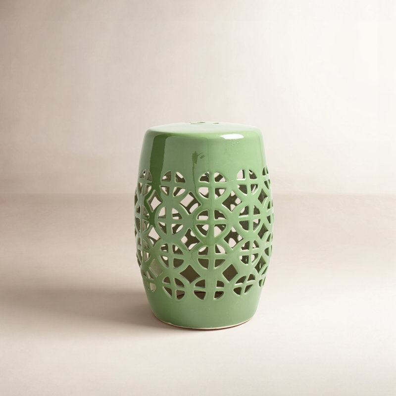 Keaton Ceramic/Porcelain Garden Stool, Grass Green