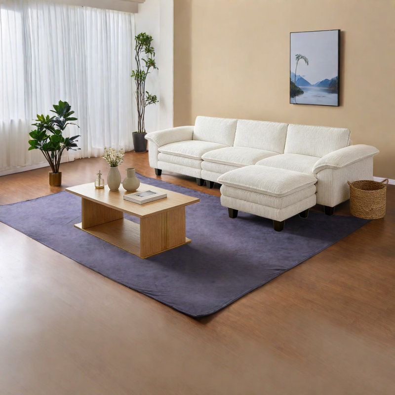 Modulaires spacieux en velours côtelé, style moderne, parfait pour les réunions de famille