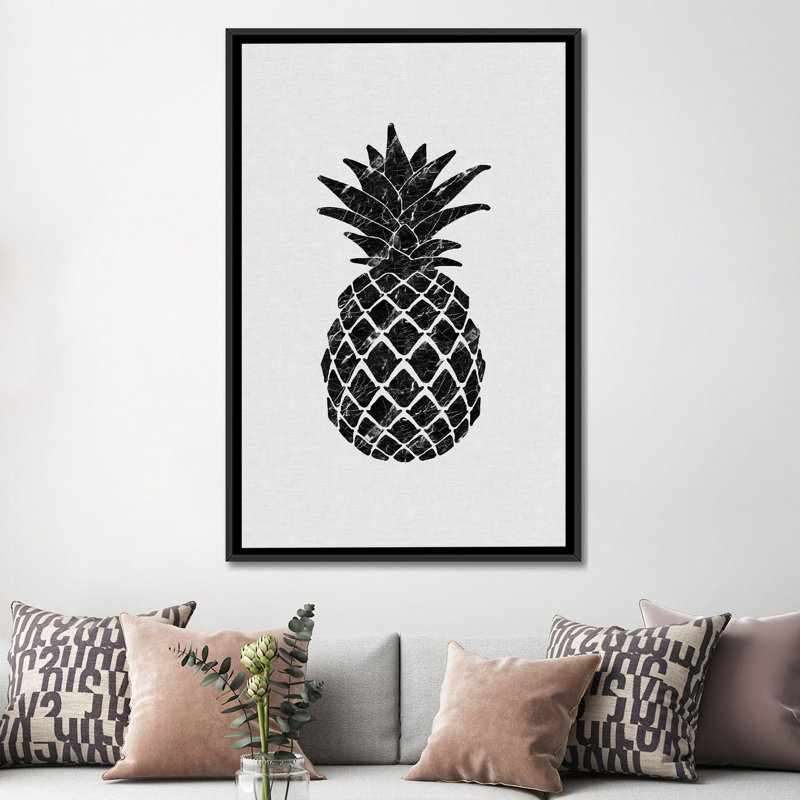 " Marble Pineapple " by Orara Studio, 26" H x 18" W x 1.5" D, Black Framed Canvas, No Matte