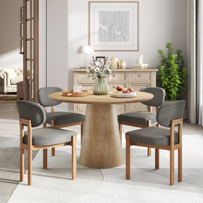 Mid Century Wooden Round Pedestal Dining Table Sets