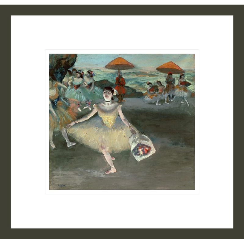 Danseuse avec bouquet de rideaux par Edgar Degas, impression giclée sur cadre, H 13,75 po x l 14,3 po