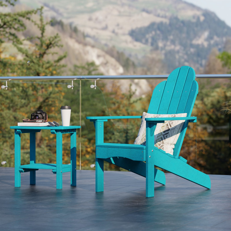 Classic 3-Piece Adirondack Set with Side Table, Aruba Blue