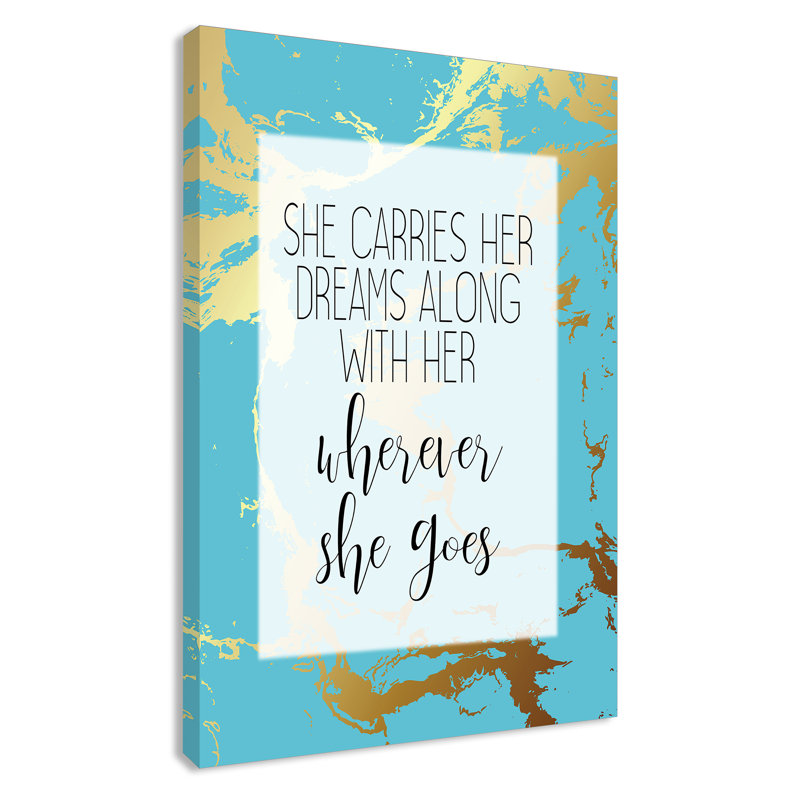«Whereever she goes», art encadré, H 36 po x l 24 po x P 1,5 po, Canevas