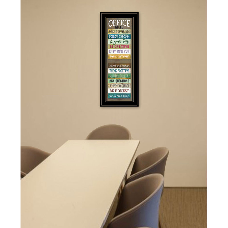 Office Rules Framed Wall Art for Living Room, Home Décor by Marla Rae, Black/White Framed