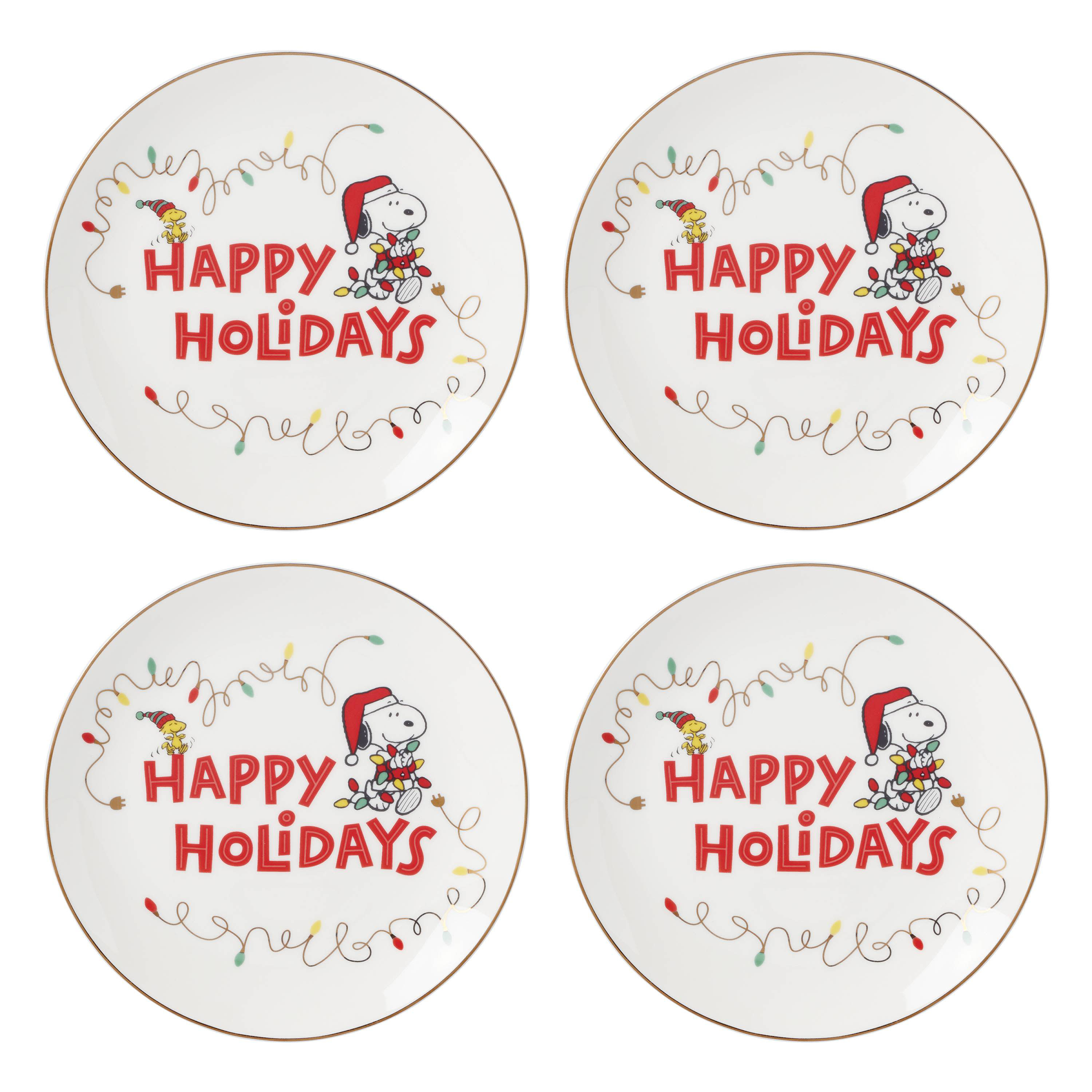 Lenox SNOOPYS CHRISTMAS Snoopy Christmas Accent Plates, Set Of 4 Wayfair