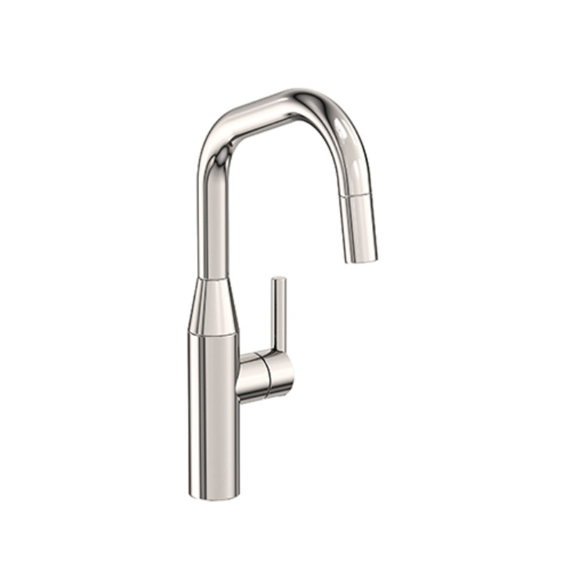East Square Single Handle Pull Down Kitchen Faucet, Polished Nickel/Natural