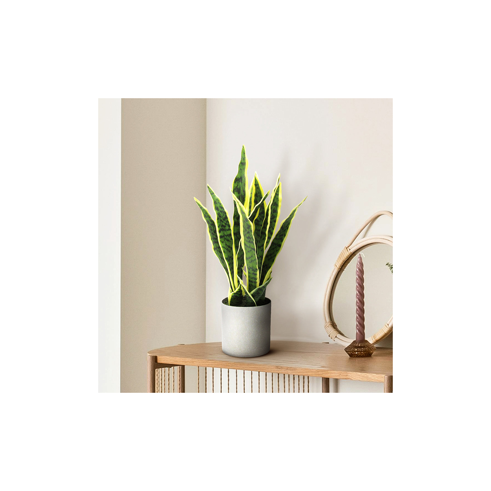 Artificial Sansevieria Snake Plant in Pot, 18'' H x 9'' W x 6'' D