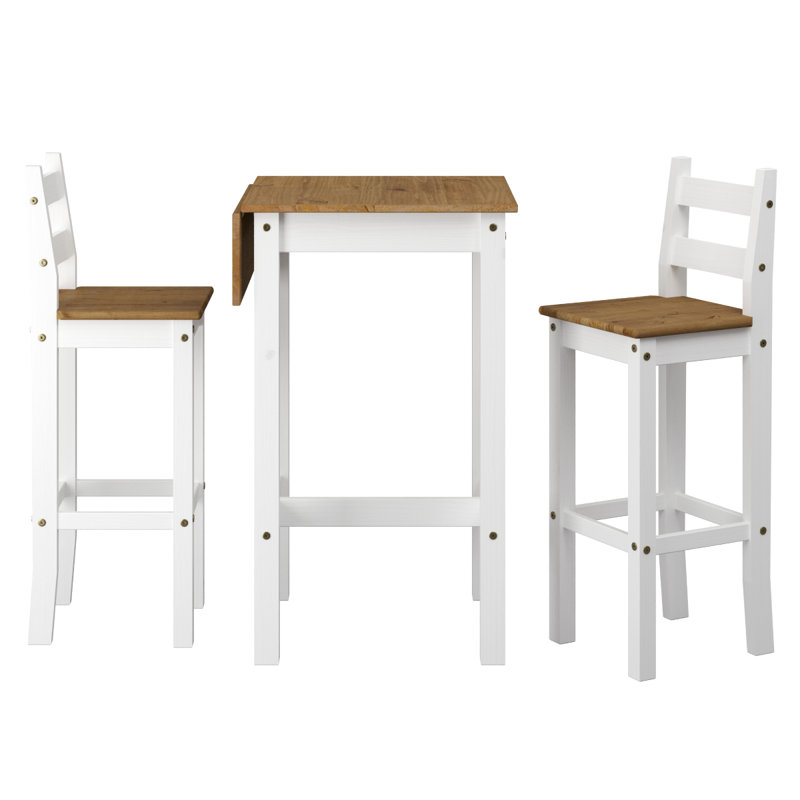 Ensemble de salle à manger à hauteur de bar en bois avec table à abattants et 2 chaises Deonka | August Grove®