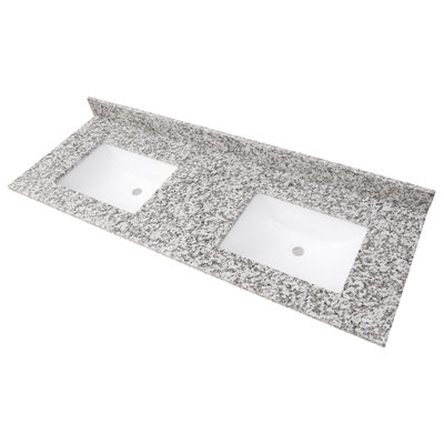 LustreLine Silver Marin 61 in. x 22 in. Granite Integrated Double Sink Vanity Top