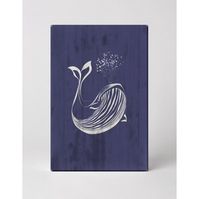 Baleine blanche sur bois marine - Portrait, art mural sur toile