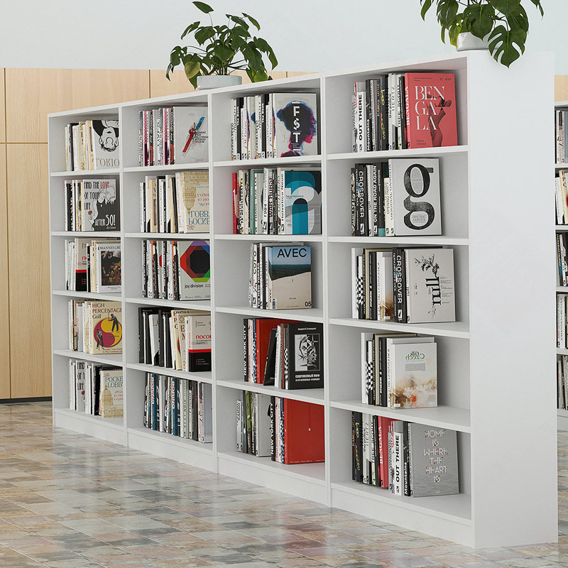5 Shelf White Bookcase 60 Inch Tall Wood Bookshelf For Bedroom, Adjustable And Durable Storage Solution