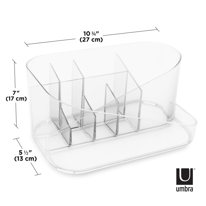 Clear Rectangular Acrylic Makeup Organizer with Compartments