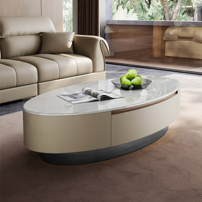Light luxury oval marble coffee table