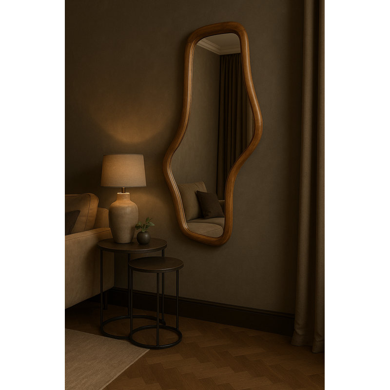 Wavy Mirror, Smooth Natural - Woody Collection, 121 cm H x 64 cm W