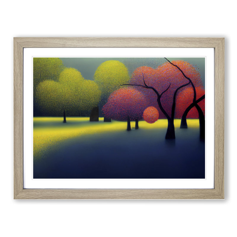 Epic Cherry Blossom Trees Abstract - Single Picture Frame Painting, Oak, 46cm H x 64cm W x 2cm D