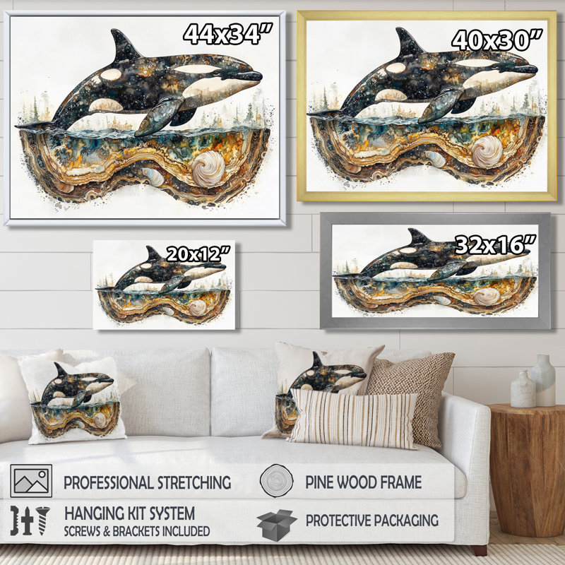 Harnish Canadian Whale On Coastal Collage I - baleine, art mural pour le salon, Reproduction encadrée d'une seule photo