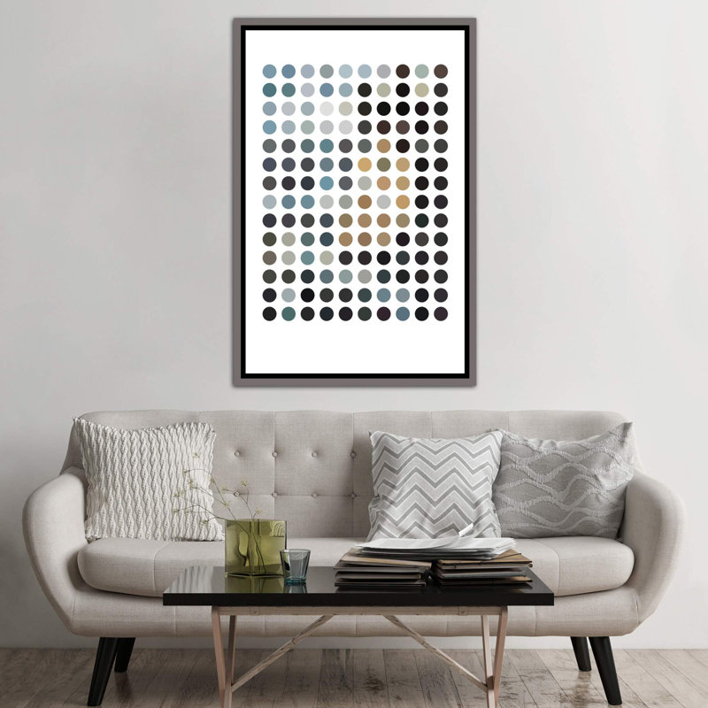 « terrey points »-impression sur l’image, H 48 po x l 32 po x P 1,5 po, Toile encadrée de bois rustique foncé
