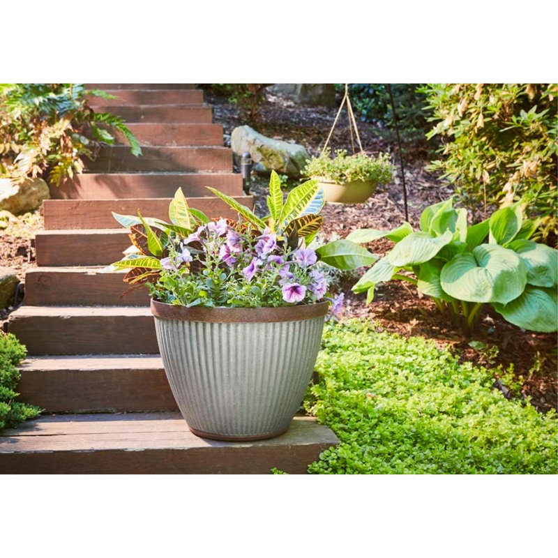 Westlake 20.5" Rustic Brown Resin Outdoor Planter