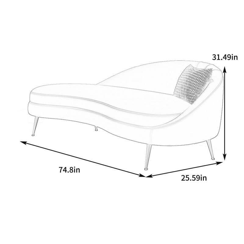 Méridienne confortable en velours de bois massif, Right Hand Facing, Jaune
