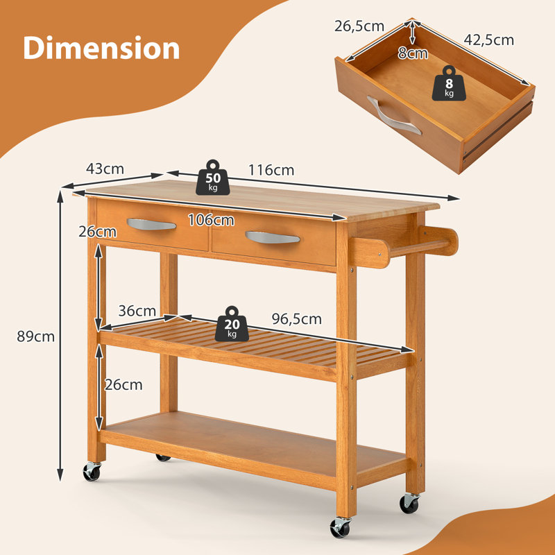 Solid Wood Bar Cart