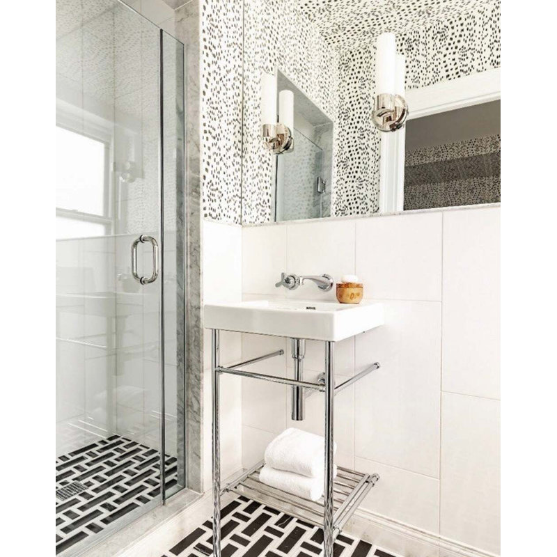 Esplanade 13x13 Basketweave Polished Marble Mosaic Tile, Black Beauty
