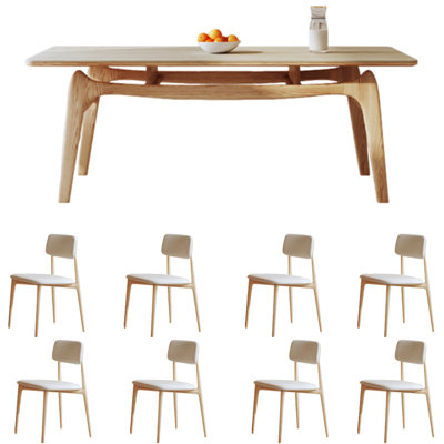 Minimalist Solid Wood & Slate Dining Table Set