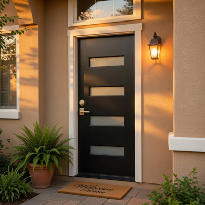 36 In. X 80 In. Black Fiberglass Exterior Door Slab –Right-Hand Inswing