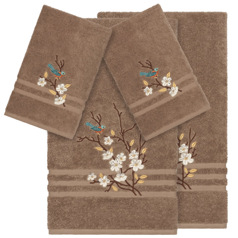 Spring Time 4 Piece Turkish Cotton Towel Set, Latte