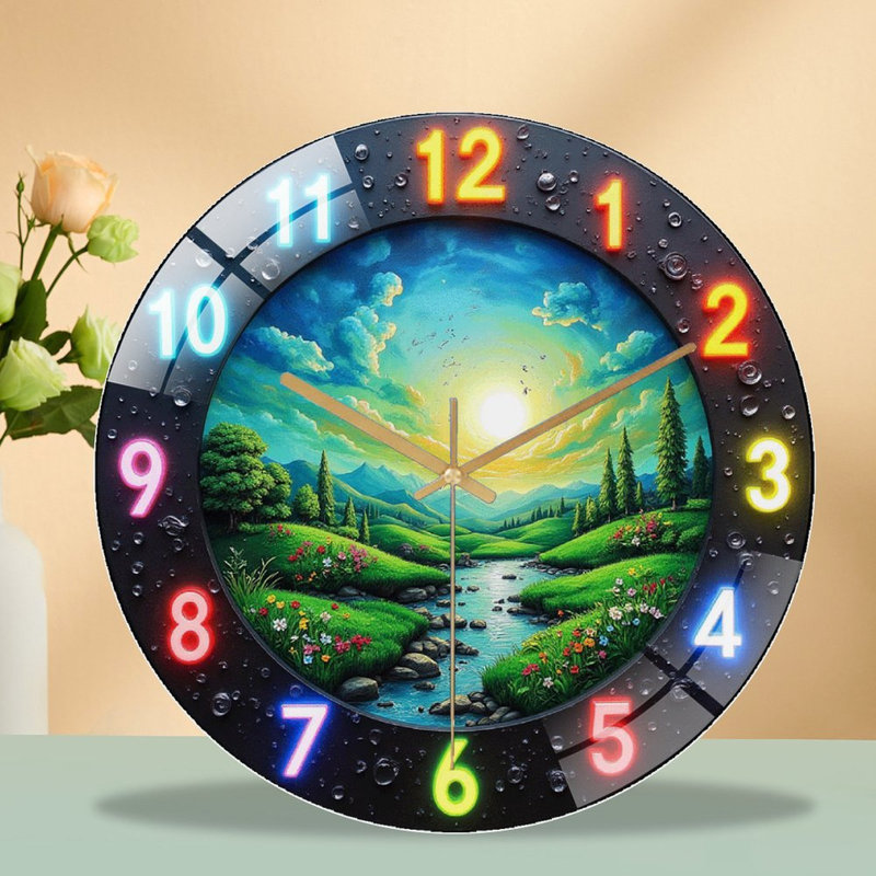 Horloge murale paysage de montagne avec horloge murale 12 po