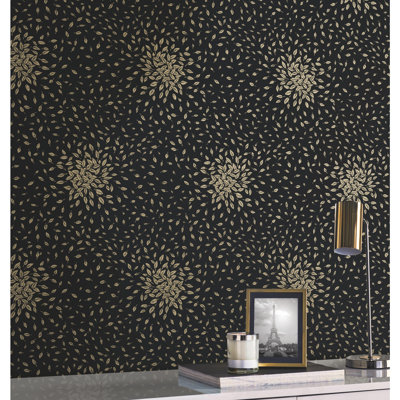 Petite Leaves Floral Metallic Wallpaper Roll