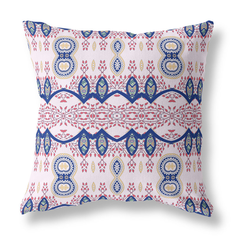 Housse et insert de coussin décoratif en polyester pour l'intérieur et l'extérieur, 26 po x 26 po, Blanc / Rouge / Bleu