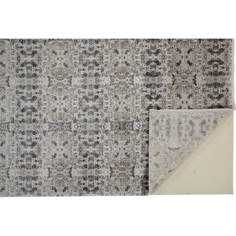 Lindstra Oriental Area Rug in Warm Gray, Rectangle 9'9" x 13'2"
