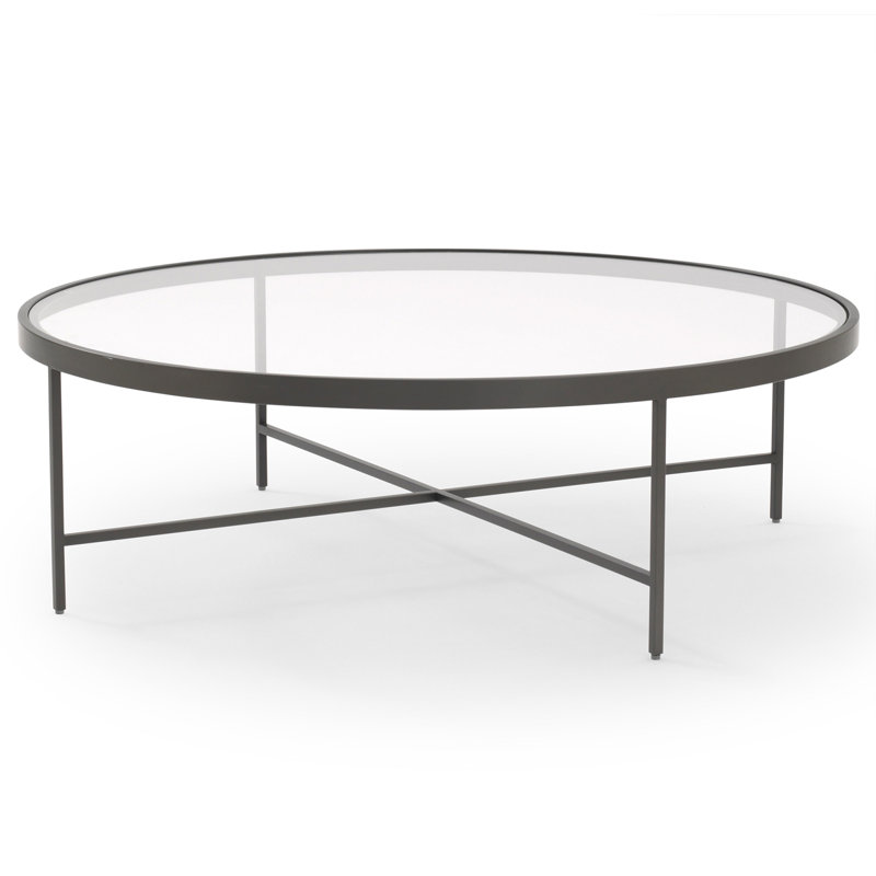 Vienna Large Round Coffee Table - Glass Top, Pewter