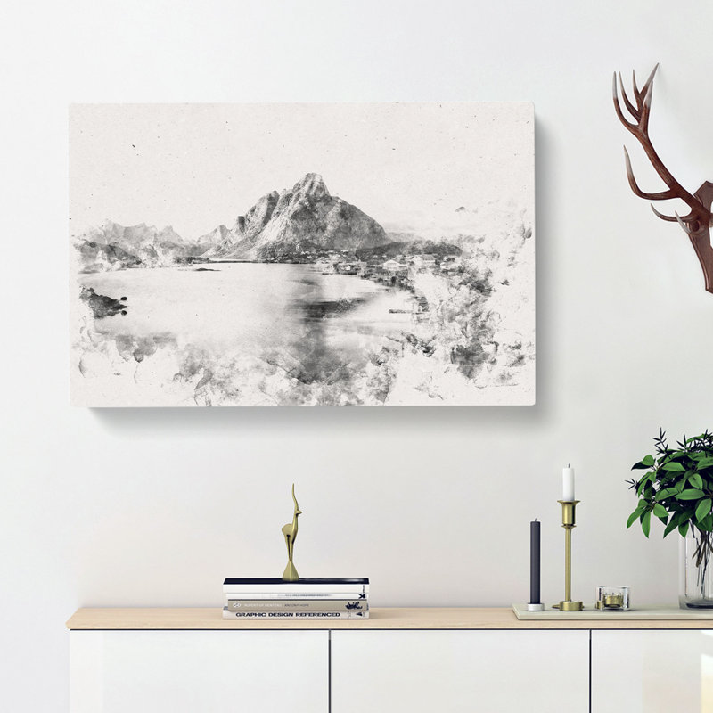 Reine Norway Watercolour - Wrapped Canvas, 40cm H x 60cm W x 3cm D