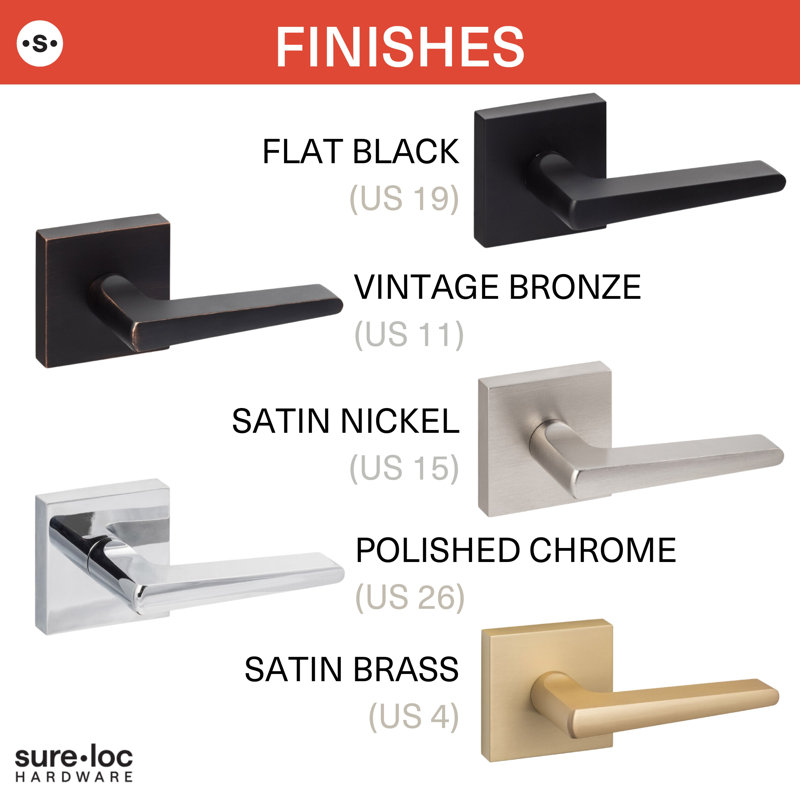 Basel Square Passage Lever, Satin Brass