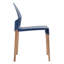 Paquet de 4 chaises gris-bleu pour une utilisation intérieure, pieds en bois de chêne rouge avec grain naturel, siège en polypropylène de qualité industrielle doté de caractéristiques imperméables et anti-rayures, support de résistance commerciale, plancher