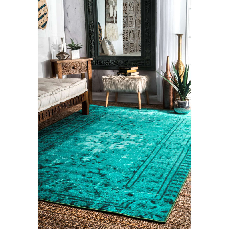 Bunn Turquoise Area Rug, Rectangle 5'5" x 8'2"