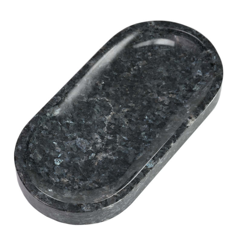 Plateau en marbre naturel ovale Guein, perle bleue