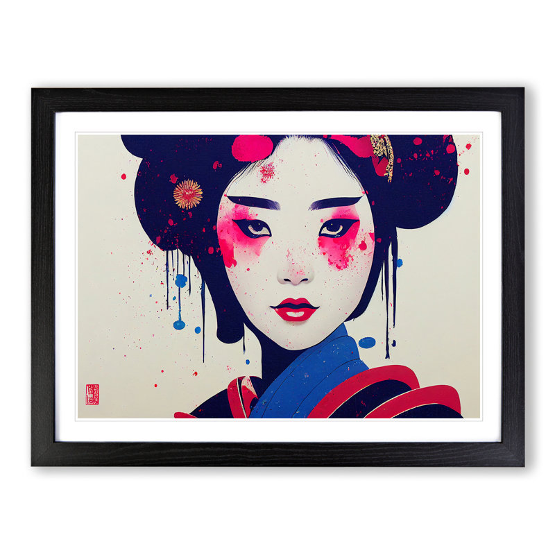 A Splashed Geisha Vol.6 Abstract - Single Picture Frame Print, Black, 34cm H x 46cm W